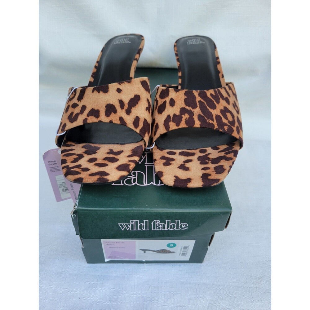 Wild Fable Leopard Print Slide Sandals Women’s Memory Foam Open Toe Size 9
